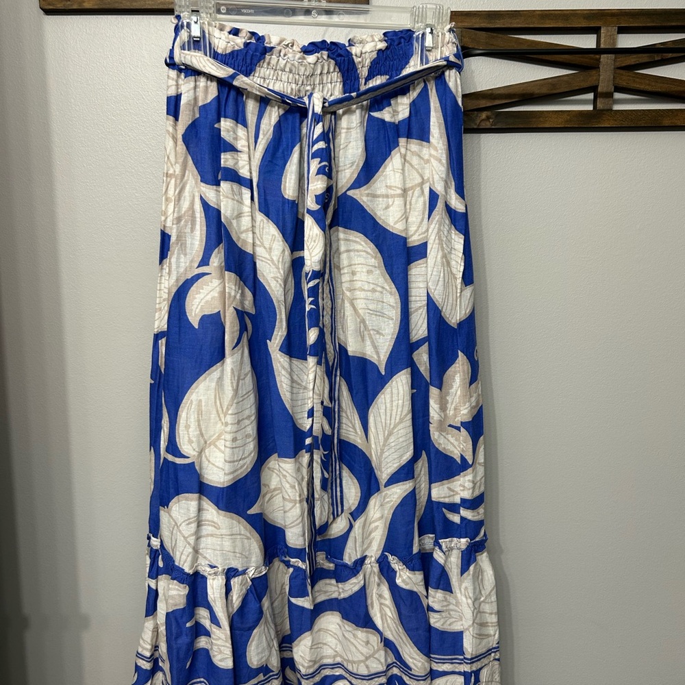 Rachel Zoe Blue and Cream Maxi Skirt